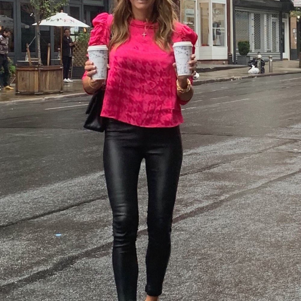 Hot pink satin skirt